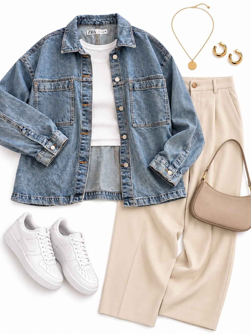 Oversized Zara Light Blue Denim Jean Jacket - Relaxed Fit